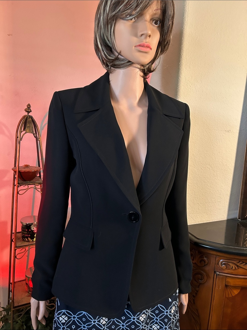 Tahari Black Single-Button Tailored Blazer